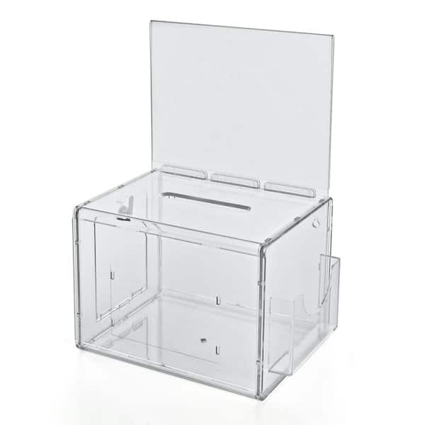 Azar Displays Extra Large Acrylic Lottery Box with Lock and Key, Clear