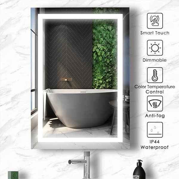 48 in. W x 36 in. H Rectangular Aluminum Framed Wall Bathroom Vanity Mirror  in Clear with Dimmable & Anti-Fog Function MSWY-1 - The Home Depot