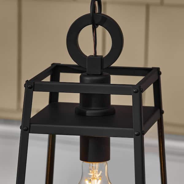 1-Light 14" H Outdoor Pendant Light With Matte Black And Barnwood Accents - Designer Review & Photo