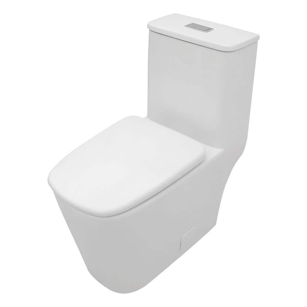 1-Piece 1.6/1.1 GPF High Efficiency Dual Flush Elongated Toilet in Glossy White with Slow-Close and Seat, Gloss White