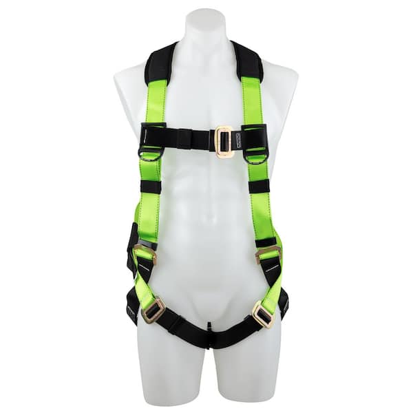 Fall Protection Adjustable Safety Harness with 50 ft. Rope Lifeline and Lanyard Bundle VB000001