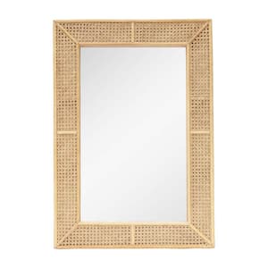 37.875 in. H x 26.375 in. W Rectangular Rattan Framed Natural Wall Mirror