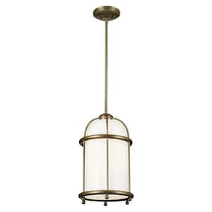 Topiary 1-Light Character Bronze Vintage Cage Kitchen Pendant Hanging Light with Opal Glass Shade