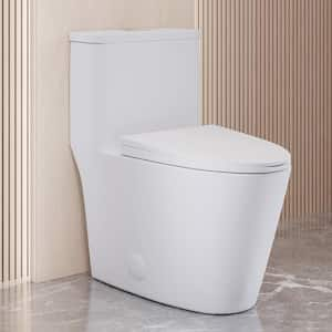 Dreux 1-piece 1/1.28 GPF Dual Flush Elongated Toilet in White Seat Included