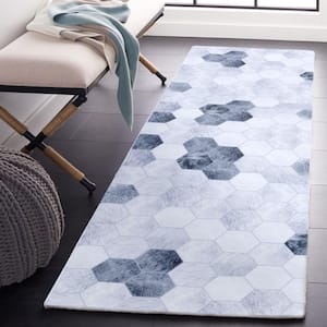 Faux Hide Ivory/Gray 3 ft. x 8 ft. Machine Washable Abstract Solid Color Runner Rug