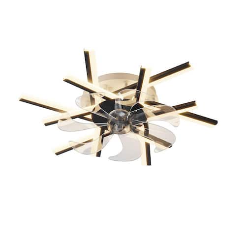 24 in. Indoor Black Ceiling Fan with Adjustable White Integrated LED, Remote Included Nivencai Ceiling Fans With Lights