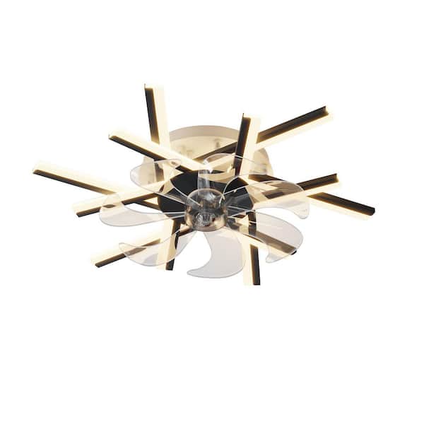 Nivencai 24 in. Indoor Black Ceiling Fan with Adjustable White Integrated LED, Remote Included