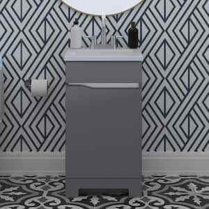 Clare 18 in. W x 19 in. D x 33 in. H Single Sink Freestanding Bath Vanity in Cement with White Cultured Marble Top