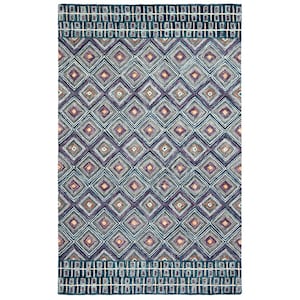 Aspen Blue/Red 5 ft. x 8 ft. Geometric Area Rug