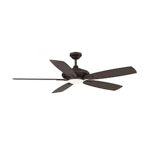 Laskintown 52 in LED Indoor Oil Rubbed Bronze Finish Ceiling Fan with Remote