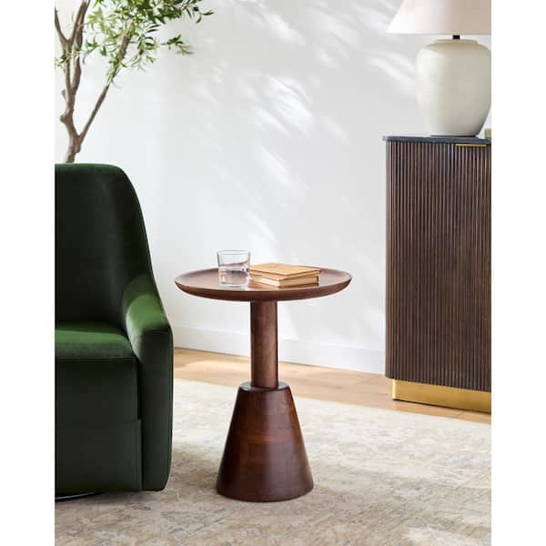 Livabliss Devontae Modern End Table, Dark Brown, 22 in. H x 18 in. W x 18 in. D