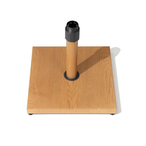 43 lbs. Outdoor Heavy Duty Square Patio Umbrella Base Stand in Teak for Market Umbrella, Table Umbrella
