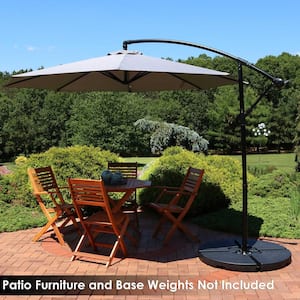 9.5 ft. Steel Cantilever Offset Outdoor Patio Umbrella with Crank in Smoke