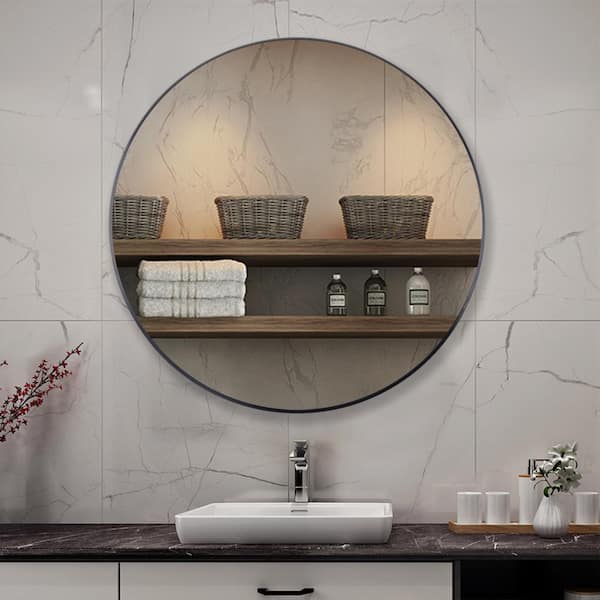 30 01 In W X H Round Framed, Round Wall Mounted Vanity Mirror Cabinet