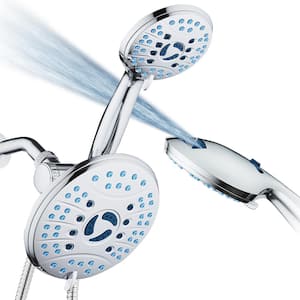 50-Spray Patterns 2.5 GPM 7 in. Wall Mount Dual Shower Heads and Handheld Shower Head Antimicrobial in Chrome