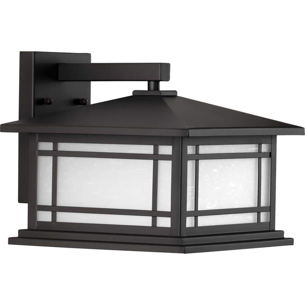 Oakcliff Collection 1-Light Antique Bronze Etched Seeded Glass Craftsman Outdoor Large Wall Lantern Light price history on PriceWatchPro