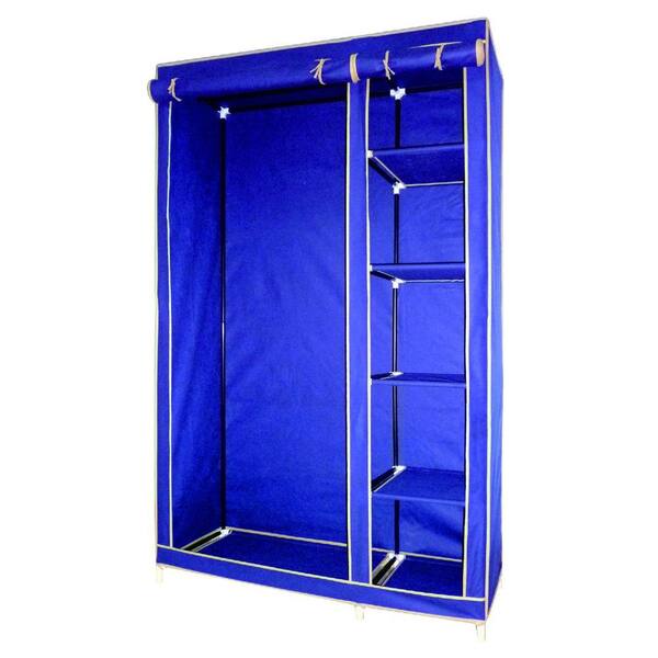 Sunbeam 11.5 in. x 4.5 in. Blue Storage Closet Portable Wardrobe with Shelving