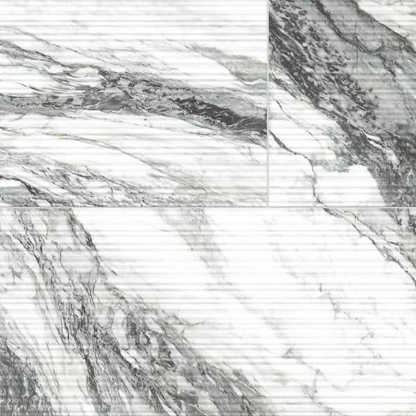 Touche Pleated Deco Zebre 23-1/2 in. x 47-1/8 in. Porcelain Floor and Wall Tile (15.44 sq. ft. /Case)