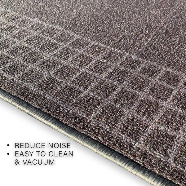 Checkered Border Gray 31 in. W x 5 ft. L Runner Rug/Stair Runner 13 sq. ft.