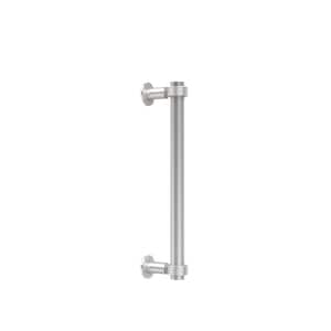 Contemporary 12 in. Back to Back Shower Door Pull with Grooved Accent in Satin Chrome