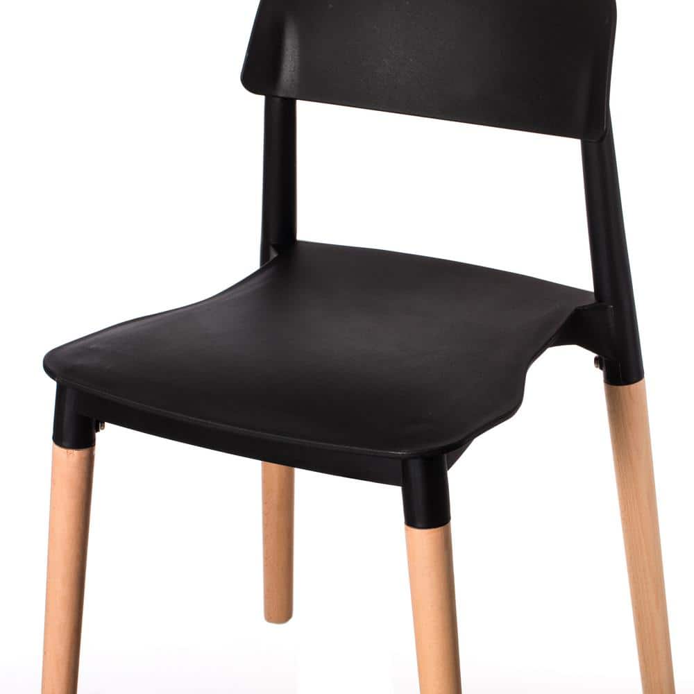 High Black Wood Side Chair with Modern Design