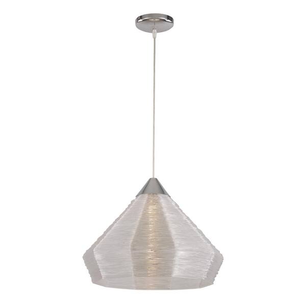 Transglobe 1-Light Polished Chrome Interior Pendant with Acrylic Wire Shade