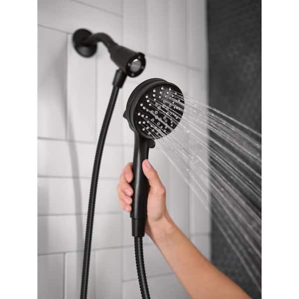Attract with Magnetix 6-Spray Single Wall Mount 3.75 in. Handheld Adjustable Shower Head 1.75 GPM in Matte Black