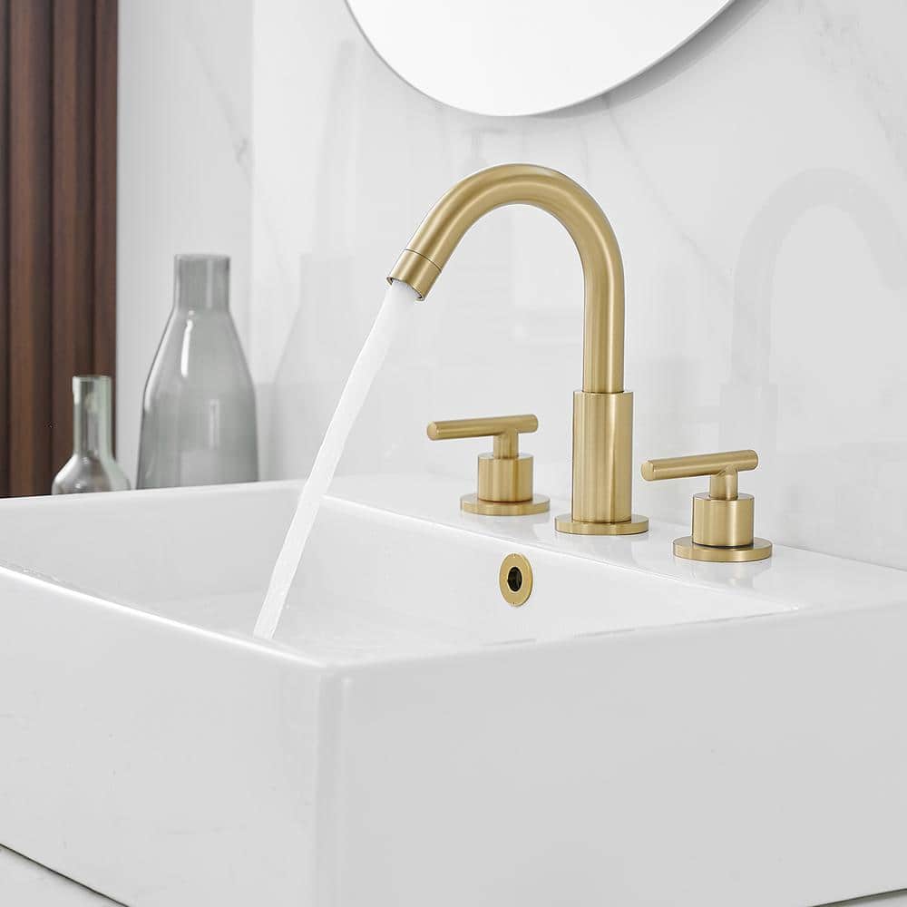 Brushed Gold Stainless Steel 8" Widespread Bathroom Faucet
