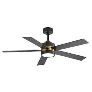 Mayra 52 in. Integrated LED Indoor Gold and Black Ceiling Fans with Light and Remote Control Included
