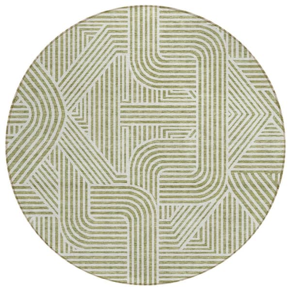 Addison Rugs Chantille Machine Washable Indoor/Outdoor Abstract ACN917 Aloe 8 ft. x 8 ft. Area Rug