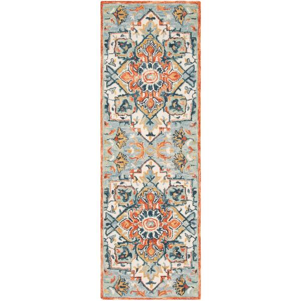 Aspen 2 x 21 Blue/Rust Medallion Runner Rug