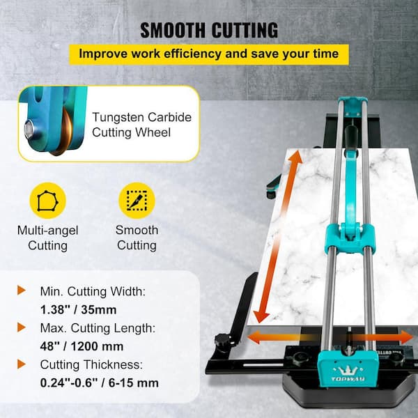 24 in. Manual Tile Cutter Double Rails Tile Cutter W/Alloy Cutting Wheel  for Porcelain and Ceramic Tiles