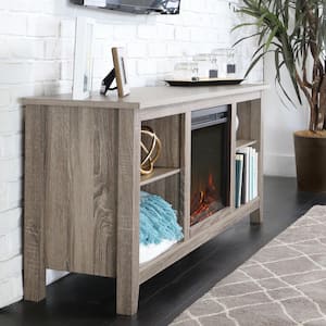 Essential 58 in. Driftwood TV Stand fits TV up to 60 in. with Adjustable Shelves Electric Fireplace