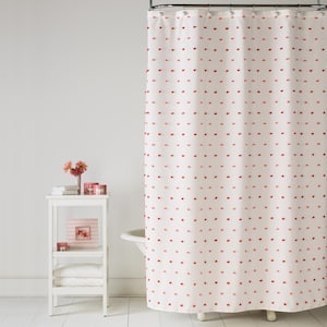 Colorful Dot 72 in. Pink Shower Curtain