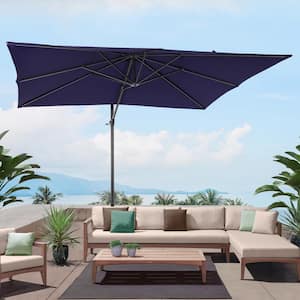 Navy Blue Premium 10x8FT Cantilever Patio Umbrella - Outdoor Comfort with 360° Rotation and Canopy Angle Adjustment