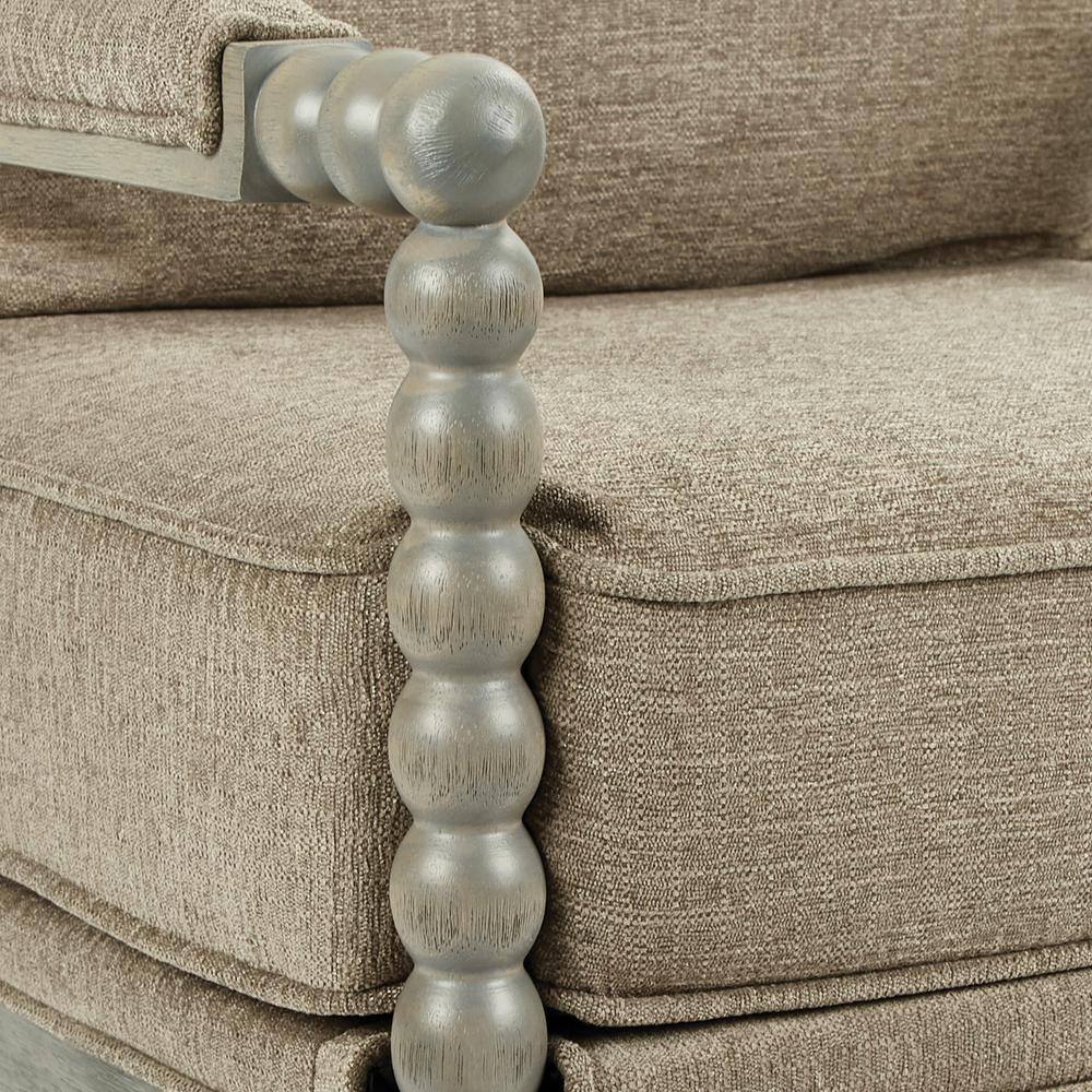 Gray Hardwood Farmhouse Accent Chair with Cushions