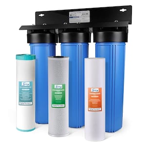 3-Stage Whole House Water Filtration System with Sediment, Carbon and Iron, Manganese Reducing Whole House Water Filters