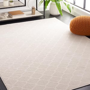 Pattern and Solid Ivory 5 ft. x 8 ft. Abstract Trellis Area Rug