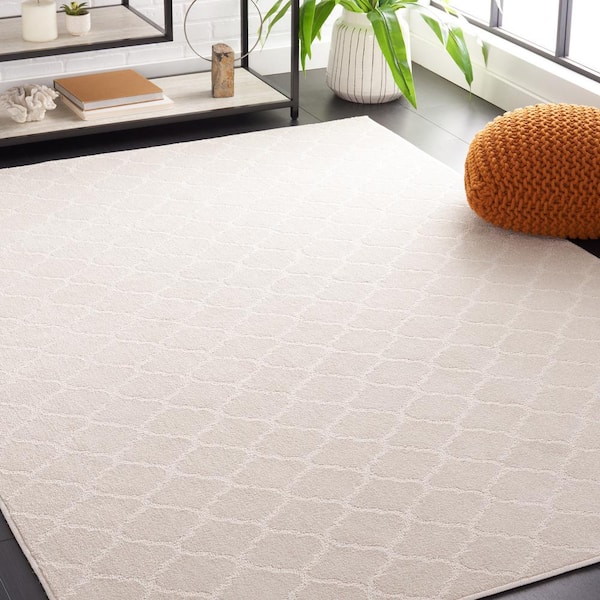 Pattern and Solid Ivory 5 ft. x 8 ft. Abstract Trellis Area Rug