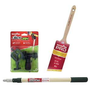 Lock Jaw Tool Holder, 2 ft. - 4 ft. Sherlock Extension Pole, 2-1/2 in. Nylon/Poly Angle Sash Brush