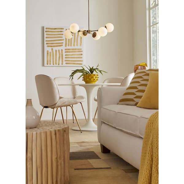 Haas 33.5 in. 6-Light Brushed Bronze Mid-Century Modern Chandelier with Opal Glass Shade