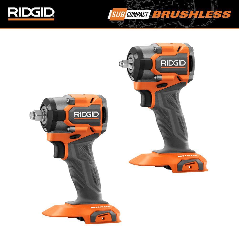 RIDGID 18V SubCompact Brushless Cordless 3/8 in. Impact Wrench and 18V SubCompact Brushless 1/2 in. Impact Wrench (Tools Only)