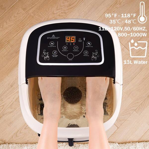 Costway All-In-One Foot outlet Spa Bath Massager Tem/Time Set Heat Bubble Vibration W/4