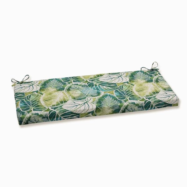 Pillow Perfect Tropical Rectangular Outdoor Bench Cushion in Green