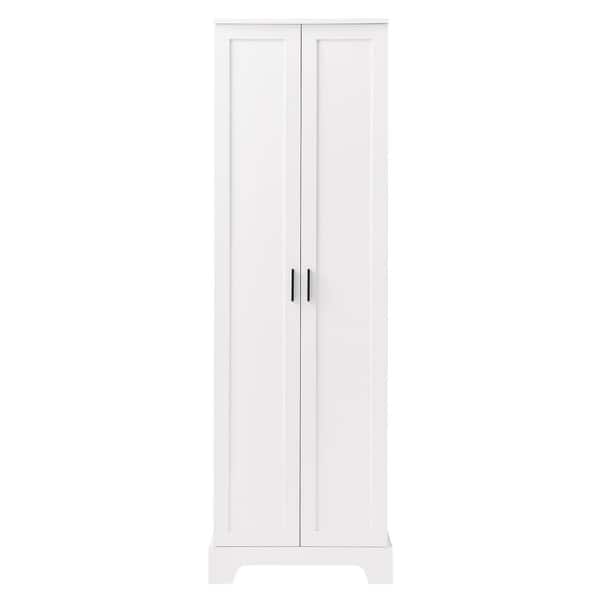 23.3 in. W x 16.9 in. D x 71.2 in. H White MDF Freestanding Linen Cabinet with Adjustable Shelf