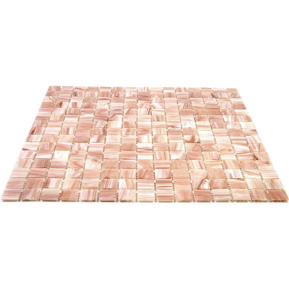 Celestial 12 in. x 12 in. Glossy Pink Glass Mosaic Tile