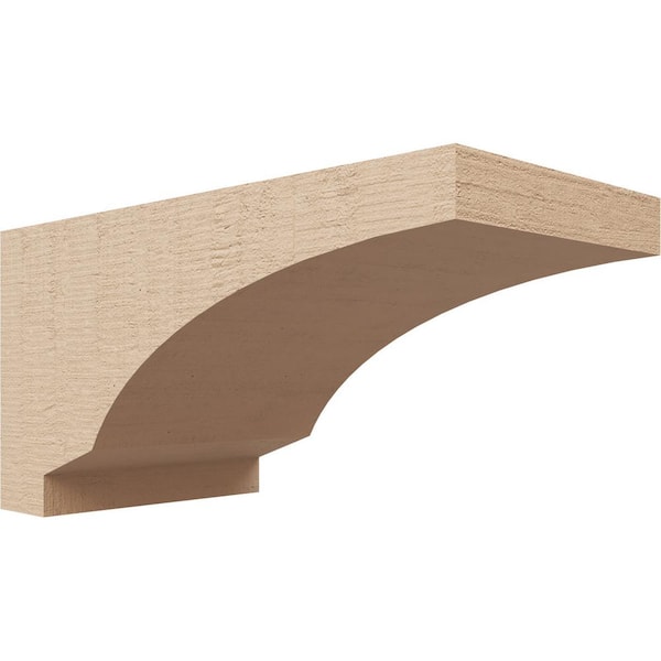 Ekena Millwork 4 in. x 4 in. x 8 in. Series 3 Wide Moab Rough Cedar Woodgrain Timberthane Polyurethane Corbel, Primed Tan