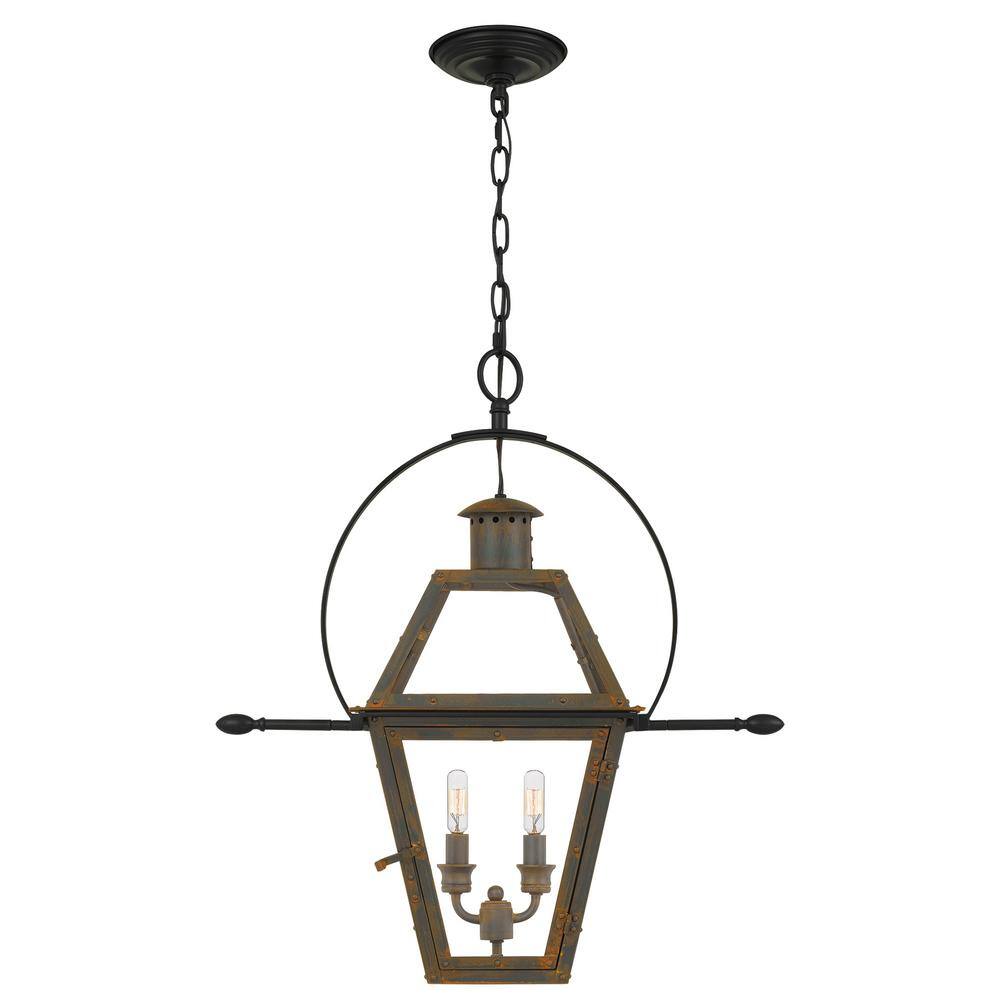 Quoizel 23.5" Industrial Bronze Outdoor Pendant with Clear Glass