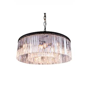 Timeless Home 43.5 in. L x 43.5 in. W x 13.5 in. H 10-Light Matte Black Transitional Chandelier with Clear Crystal