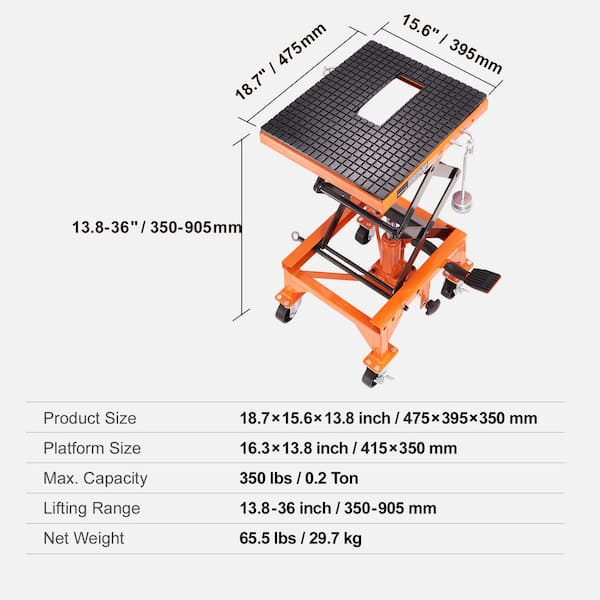 ECUTEE 200kg Transmission Jack - 185-590mm, 4 Swivel Castors